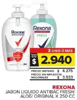 Carrefour Maxi Rexona jabon liquido antibac fresh/ aloe/original oferta