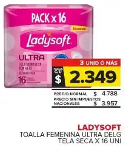 Carrefour Maxi Ladysoft toalla femenina ultra delg tela seca oferta