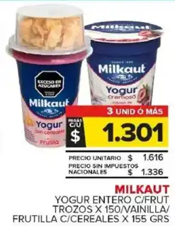 Carrefour Maxi Milkaut yogur entero c/frut trozos oferta
