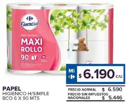Carrefour Maxi Essential papel higienico h/simple bco oferta
