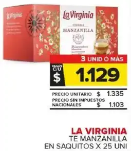 Carrefour Maxi La virginia te manzanilla en saquitos oferta