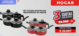 Supermayorista Vital Set cocina multiflon negro/rojo oferta