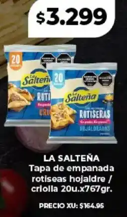 Supermayorista Vital La salteňa tapa de empanada rotiseas hojaldre / criolla oferta