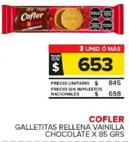 Carrefour Maxi Cofler galletitas rellena vainilla chocolate oferta