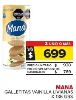 Carrefour Maxi Mana galletitas vainilla livianas oferta
