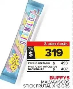 Carrefour Maxi Buffys malvaviscos stick frutal oferta