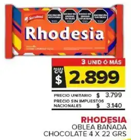 Carrefour Maxi Rhodesia oblea bañada chocolate oferta