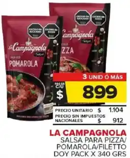 Carrefour Maxi La campagnola salsa para pizza/ pomarola/filetto doy pack oferta