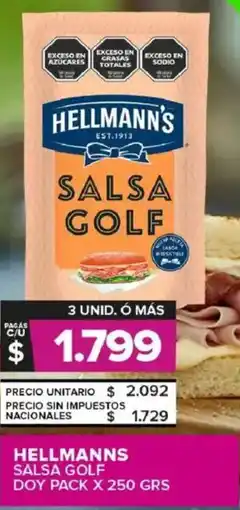 Carrefour Maxi Hellmann's salsa golf doy pack oferta