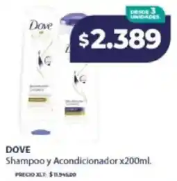 Supermayorista Vital Dove shampoo y acondicionador oferta