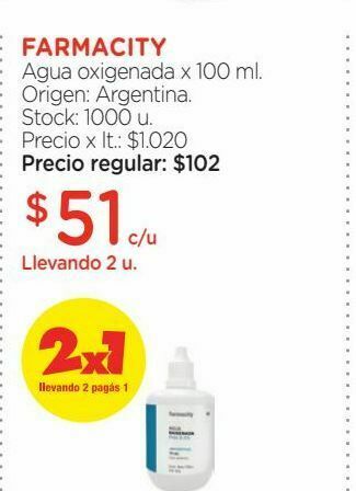 Farmacity Agua oxigenada farmacity x 100 ml oferta