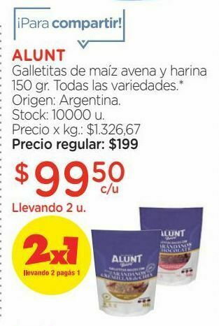 Farmacity Galletitas dulces alunt con pasas de arándanos y chocolate x 150 g oferta