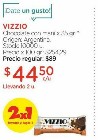 Farmacity Chocolate vizzio con leche y almendras x 35 g oferta