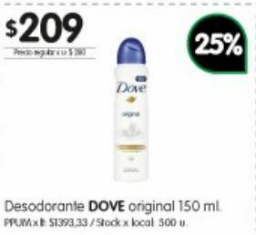 Jumbo Desodorante dove original 150ml oferta