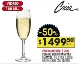 Coto Crisa copa de vidrio champaña embassy oferta