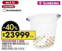 Coto Sanremo canasto de ropa plástico oferta