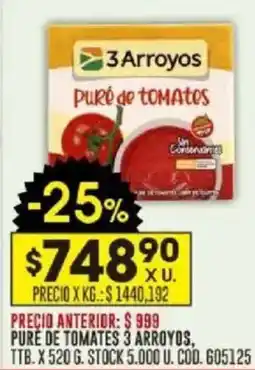 Coto Pure de tomates 3 arroyos oferta