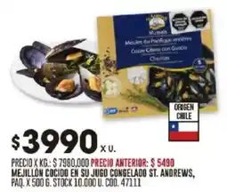 Coto Mejillón cocido en su jugo congelado st. andrews oferta