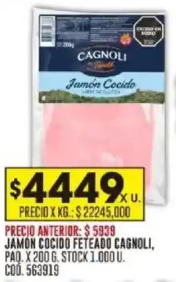 Coto Cagnoli jamón cocido feteado oferta