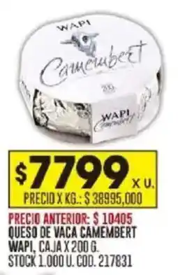 Coto Wapi queso de vaca camembert caja oferta
