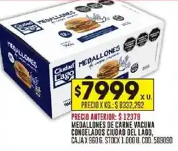 Coto Medallones de carne vacuna congelados ciudad del lago, caja oferta
