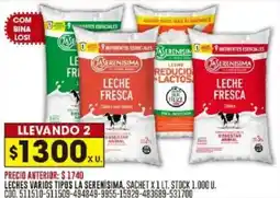 Coto La serenisima leches varios tipos sachet oferta