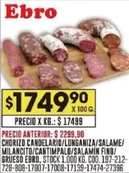 Coto Ebro chorizo candelario/longaniza/salame/ oferta