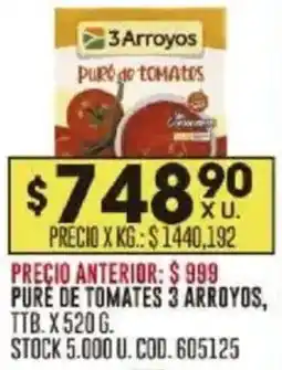 Coto 3 arroyos pure de tomates oferta