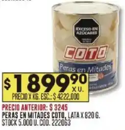 Coto Coto peras en mitades lata oferta