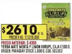 Coto Kurupi yerba mate menta y limón oferta