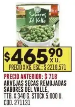 Coto Sabores del valle arvejas secas remojadas oferta