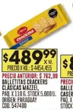 Coto Mazzei galletitas crackers clasicas oferta