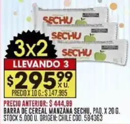 Coto Sechu barra de cereal manzana oferta