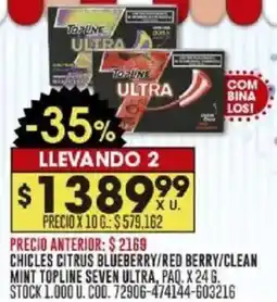 Coto Topline seven ultra chicles citrus blueberry/red berry/clean mint oferta