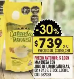Coto Canuelas mayonesa con jugo de limon oferta