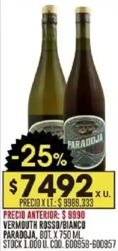 Coto Vermouth rosso/bianco paradoja oferta
