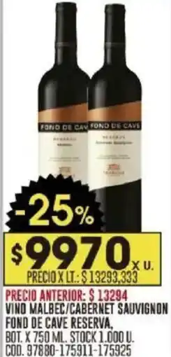 Coto Vino malbec/cabernet sauvignon fond de cave reserva oferta
