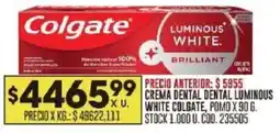 Coto Colgate crema dental dental luminous white pomo oferta