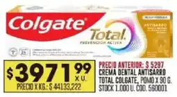 Coto Colgate crema dental antisarro total pomo oferta