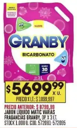 Coto Granby jabon liquido matic varias fragancias oferta