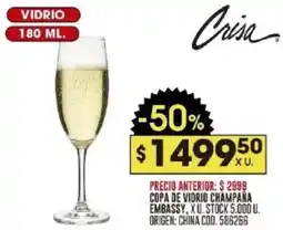 Coto Crisa copa de vidrio champaña embassy oferta