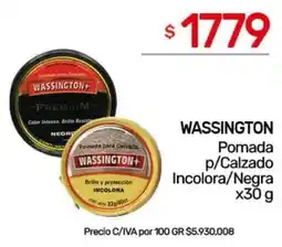 Nini Mayorista Wassington pomada p/calzado incolora/negra oferta