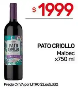 Nini Mayorista Pato criollo malbec oferta