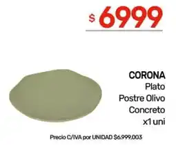 Nini Mayorista Corona plato postre olivo concreto oferta