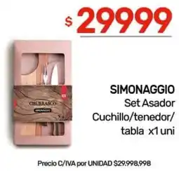 Nini Mayorista Simonaggio set asador cuchillo/tenedor/ tabla oferta