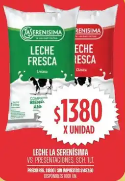 Supermercados Vea La serenísima leche vs. presentaciones, sch. oferta