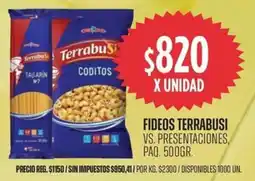 Supermercados Vea Terrabusi fideos vs. presentaciones, paq. oferta