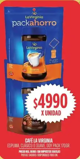 Supermercados Vea La virginia café espuma, clásico o suave, doy pack oferta