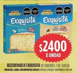 Supermercados Vea Exquisita bizcochuelo vs sabores, cja. oferta