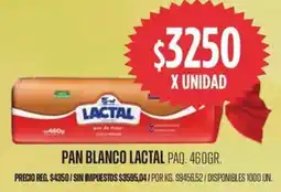 Supermercados Vea Lactal pan blanco paq. oferta